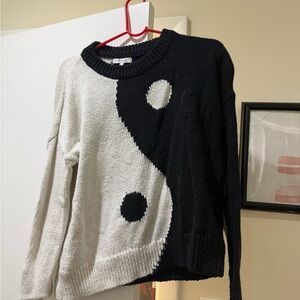 Women’s Madewell Black and White Yin Yang Pullover Sweater, size M